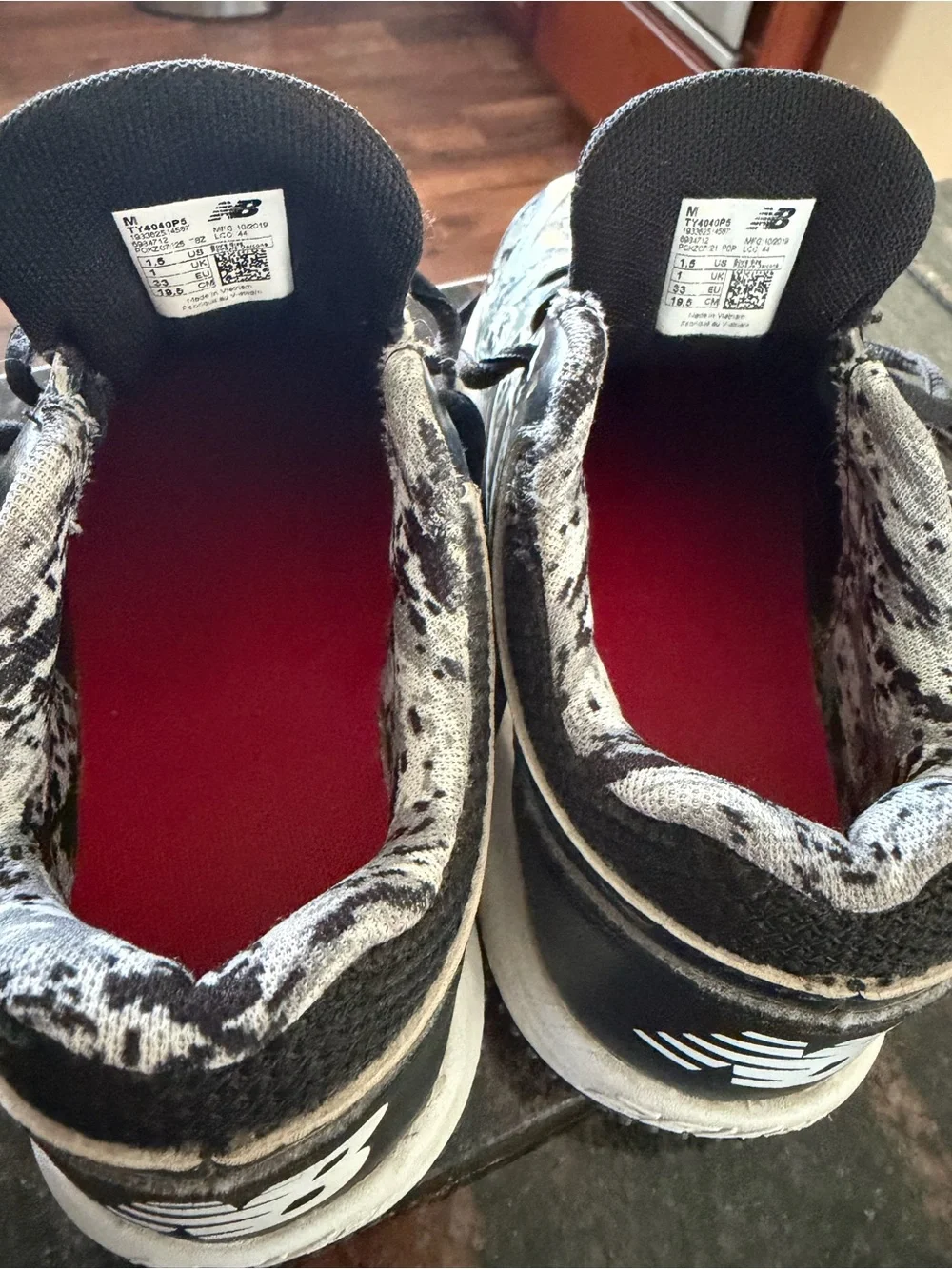 New Balance 4040 Youth Baseball Turf Shoes Size 1.5 Digital Camo Gray Black